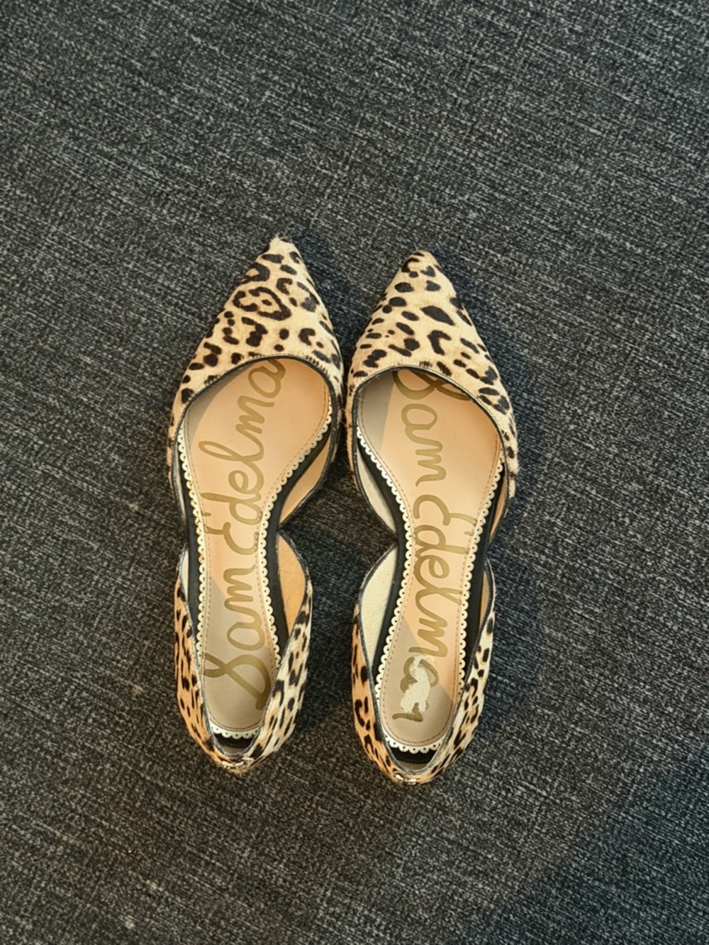 Sam Edelman Leopard-Print Pointed D'Orsay Flats - Tan and Black